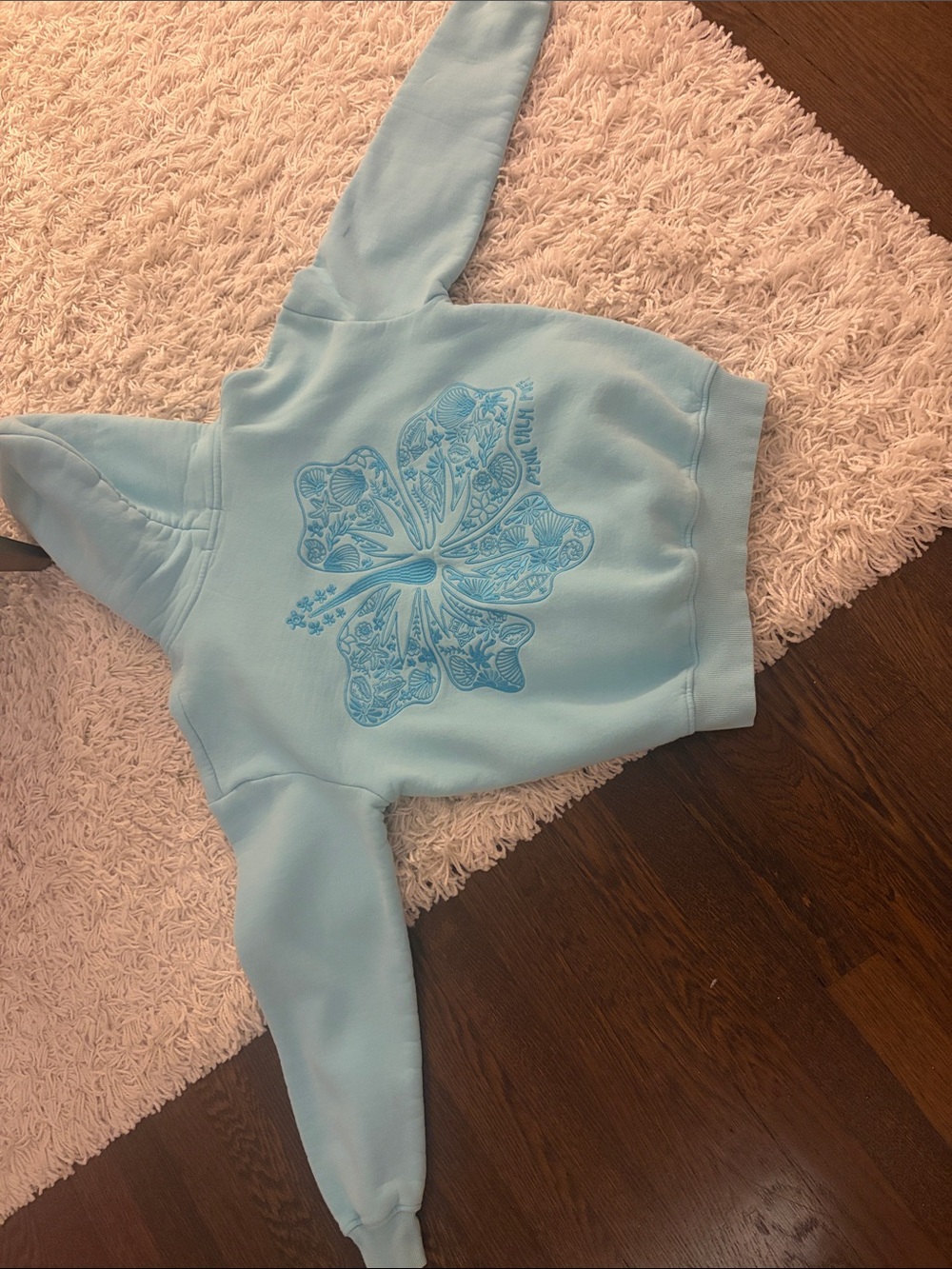 Girls Pink Palm Puff Teal Sweatshirt Floral Designs